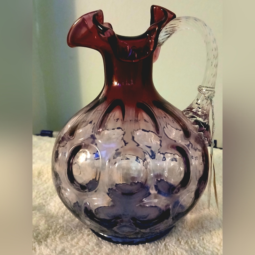 Vintage Fenton Purple and Blue Glass Pitcher